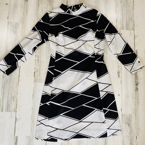 Vintage Dresses & Skirts - Vintage 60s Mod Geometric Mock Turtleneck Dress